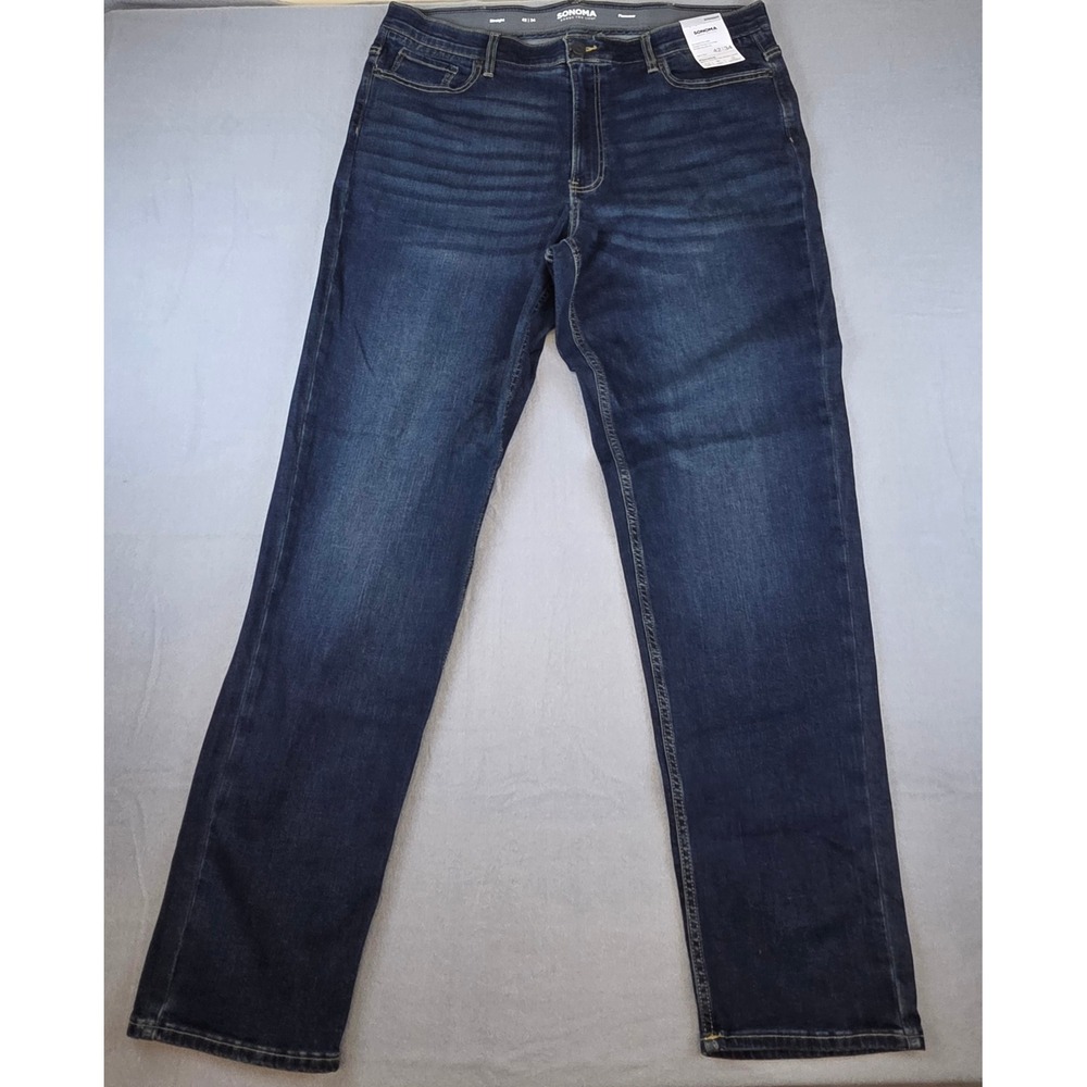 Sonoma Flexwear 42x34 Big & Tall Mens Straight Leg Jeans Dark Wash Stretch Denim